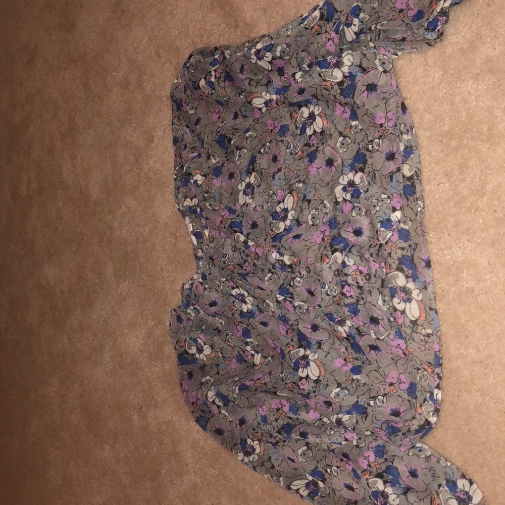 sheer floral crop top blouse